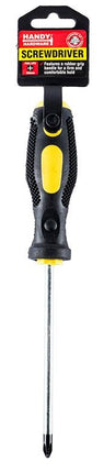 23cm Phillips head screwdriver with yellow non-slip handle and metal shaft
