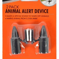 BTC animal alert device 2-pack with two black horn-style units in blister pack