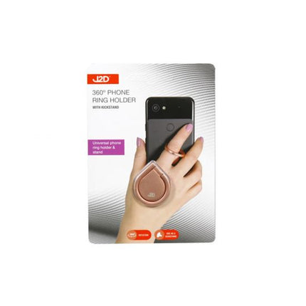 Brown 360-degree phone ring holder with rotating grip for smartphone