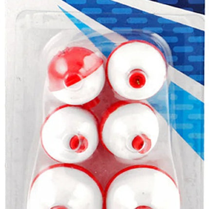 Tec Tackle red and white ball float set in blister pack, round floats with red tips
