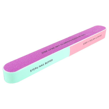 Two-tone nail buffer block, purple top and light blue base