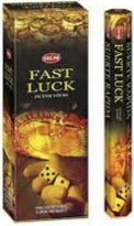 Fast Luck incense sticks box, dark gold and black design