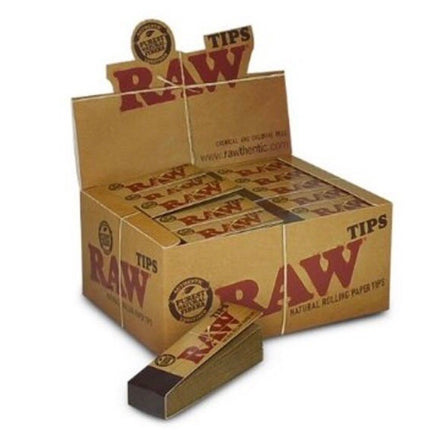 Rolling tips booklet display box with open top and printed tips inside
