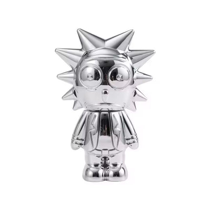 Silver chrome spiked grinder figurine with round goggles and spiky head