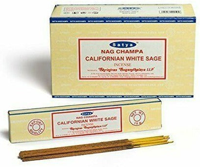 Satya Nag Champa incense box, Californian White Sage, 180g, with incense sticks