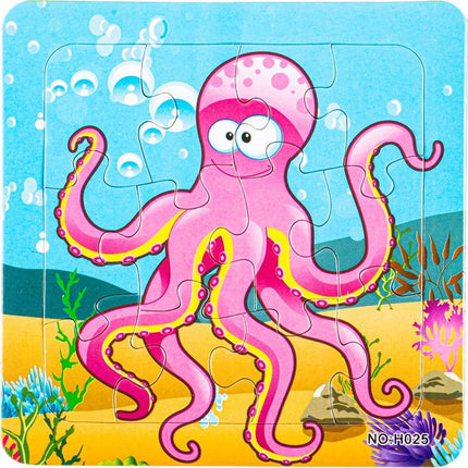 Octopus kids jigsaw puzzle, 12-piece colorful sea scene with bubbles
