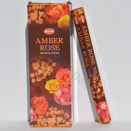 Pair of incense sticks boxes with amber rose artwork on dark covers and side panel