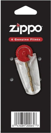 Zippo flint dispenser card with 6 genuine flints and barcode