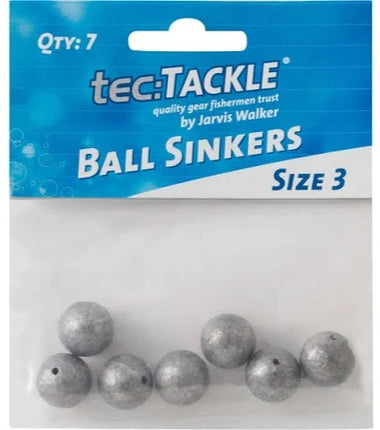 Gray ball sinkers, size 3, 7-pack of round fishing weights