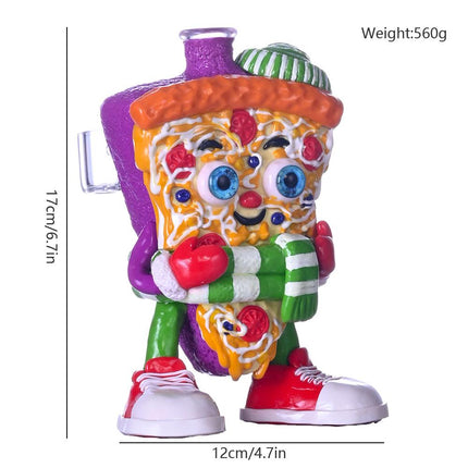 Glass water pipe pizza character, 12cm/4.7in tall; weight 560g.