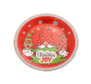 Christmas elf joy paper plates, round red border, 10-pack