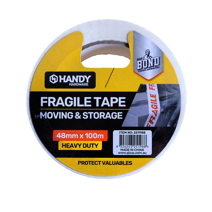 Fragile tape reel label for moving and storage, 48mm x 100m heavy duty