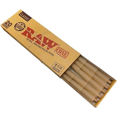 RAW Classic rolling cones 1 1/4 size, kraft cone tips in open box tray