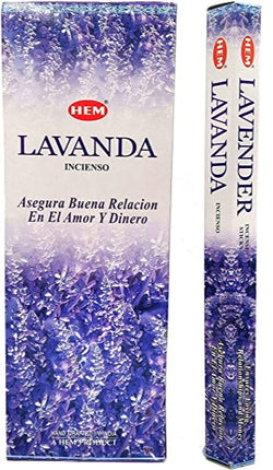 Lavender incense sticks in tall box, purple floral print; 120 count