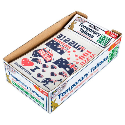 Boxed set of 11 temporary Australia tattoos with blue and red flag designs