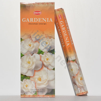 Gardenia incense sticks: 120-count box with side view of stick pack