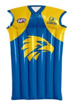 West Coast Eagles sleeveless AFL jersey, blue with yellow shoulders and eagle emblem