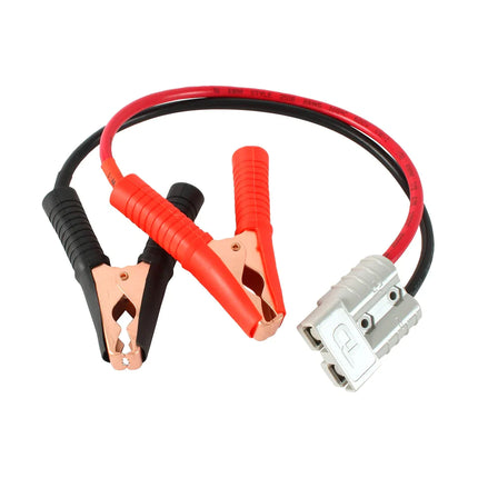 Battery connector cable with Anderson-style connector and red/black battery clamps