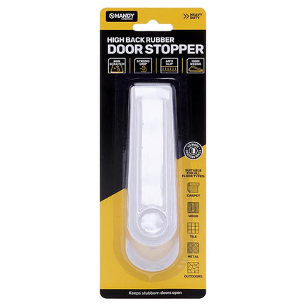 High back rubber door stopper in blister pack, white stopper pad