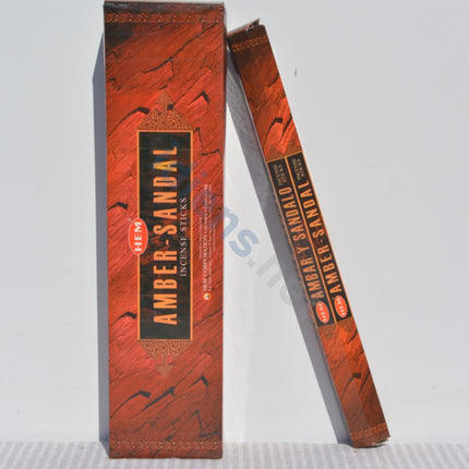 HEM amber sandal incense box and incense stick, amber-brown marbled design