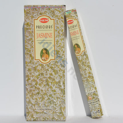 HEM Precious Jasmine incense sticks box with matching slim pack, gold leaf pattern