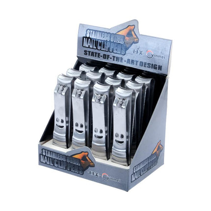Stainless nail clipper display tray with multiple metal clippers