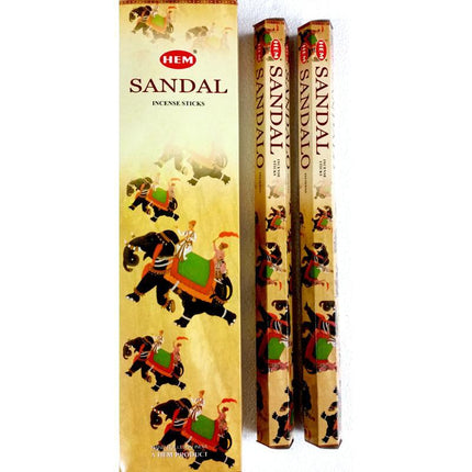 HEM Sandal incense sticks with hexagonal packaging and matching outer box