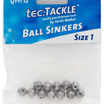 Jarvis Walker ball sinkers, size 1, 12-pack, round lead weights in retail bag