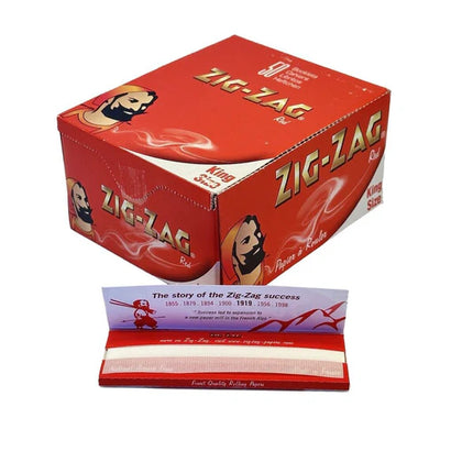 Zig-Zag Red King Size rolling papers box with two booklets