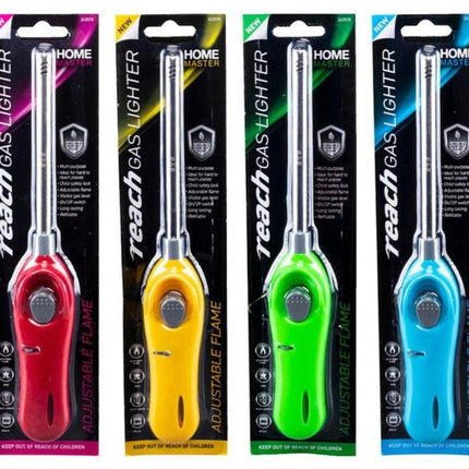 Refillable gas BBQ lighter set, four colors: red, yellow, green, blue.