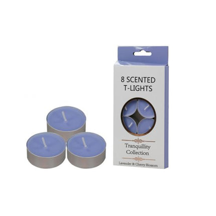 Tealight scented candles set, lavender & cherry blossom, 8-pack with gift box