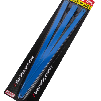 30cm heavy duty hacksaw replacement blades, 6-pack in blue and black packaging