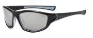 Men's sport sunglasses, black frame with silver temples and gray lenses
