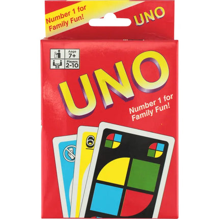 Red UNO twin pack card box with large UNO logo and card illustrations