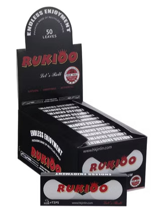 Rolling paper and tips set, black Rukioo box with 78mm papers and pale tips