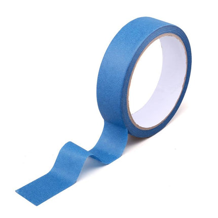 Blue masking tape roll with trailing strip, 2.5 cm width