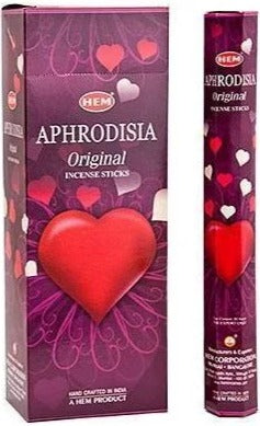 HEM incense sticks box, purple with red hearts, front view
