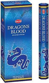 HEM Dragons Blood incense sticks box, blue with dragon illustration