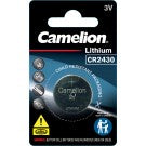 Camelion CR2430 3V lithium button cell battery package, child-resistant