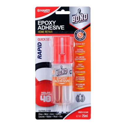 Epoxy adhesive home repair kit, quick set 25ml, clear-drying glue in blister pack