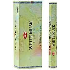 Hexagonal White Musk incense sticks, box and single stick pack, 120 count