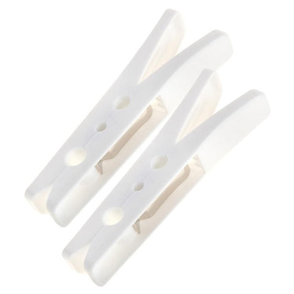 White plastic clothes pegs set, heavy-duty spring clips with holes