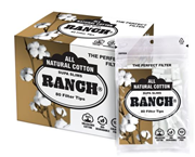 Ranch supa slim cotton filters: box with visible circular label and refill bag