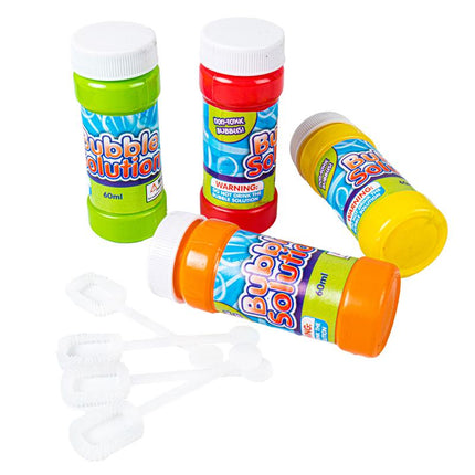 Bubble solution bottles with plastic magic wands and bubble sticks, 60 ml each