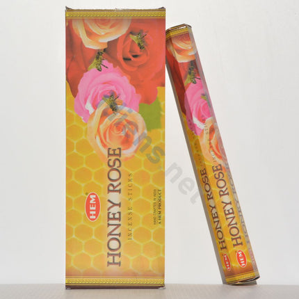 Hexagonal Honey Rose incense sticks, 120 count—box with one stick pack
