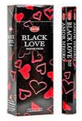 Black Love incense stick box with red heart pattern, 120-piece pack