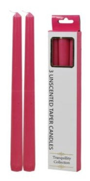 3-pack tapered candles, Wild Peony scented, magenta pink
