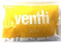 Ventti slim 140s filter box, yellow with large Ventti logo and 'SLIM' text