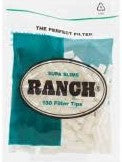 Ranch filter tips pouch, clear plastic bag with dark green front panel