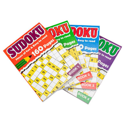 Sudoku puzzle book set with colorful 160-page covers